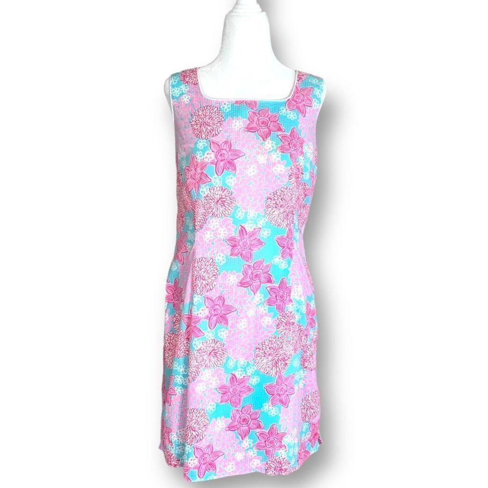 Vintage Lilly Pulitzer Krista Dress Firecracker Floral Print White Label Pink